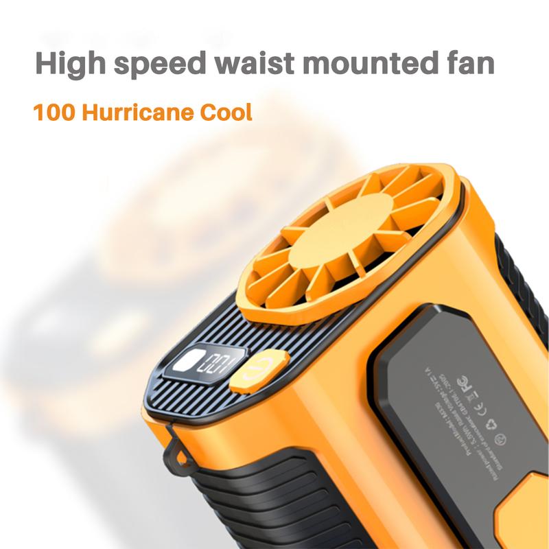 3 in 1 Outdoor Fan (1 Count), USB Rechargeable Waist Cooling Fan with Flashlight & Power Bank,Portable Fan for Outdoor Work,Hiking,Travel,Camping Gadgets 2024