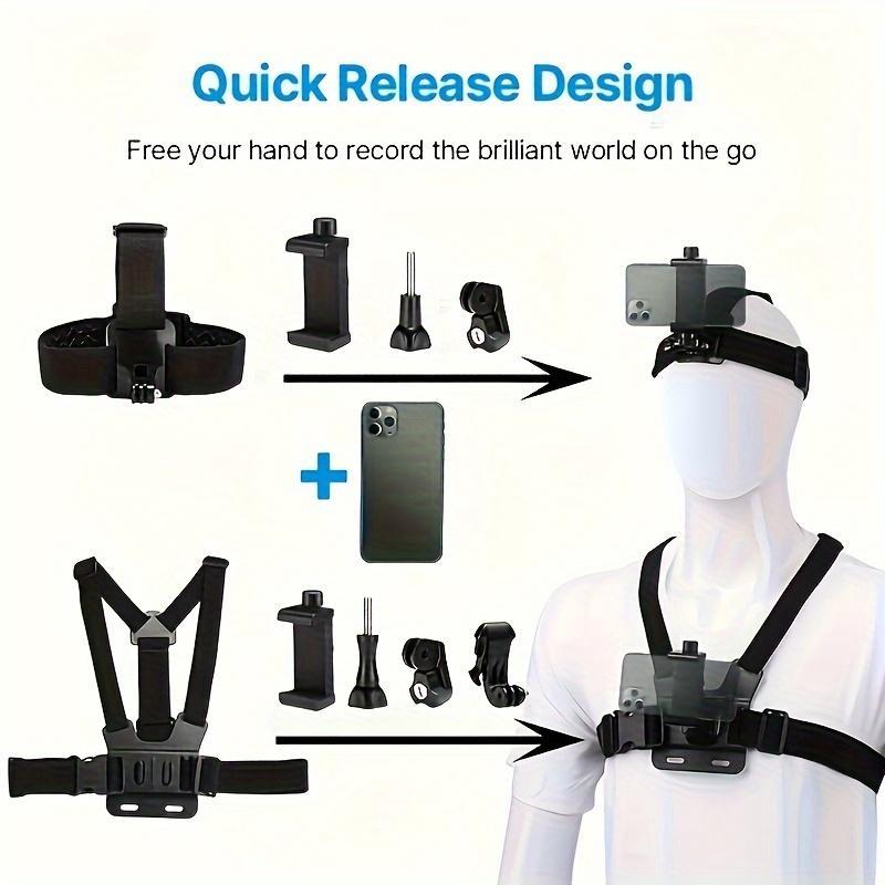 Sports Camera Set, 1 Set Universal Phone Holder Mount with Accessories, Durable ABS Structure Camera Accessories for Outdoor Enthusiasts