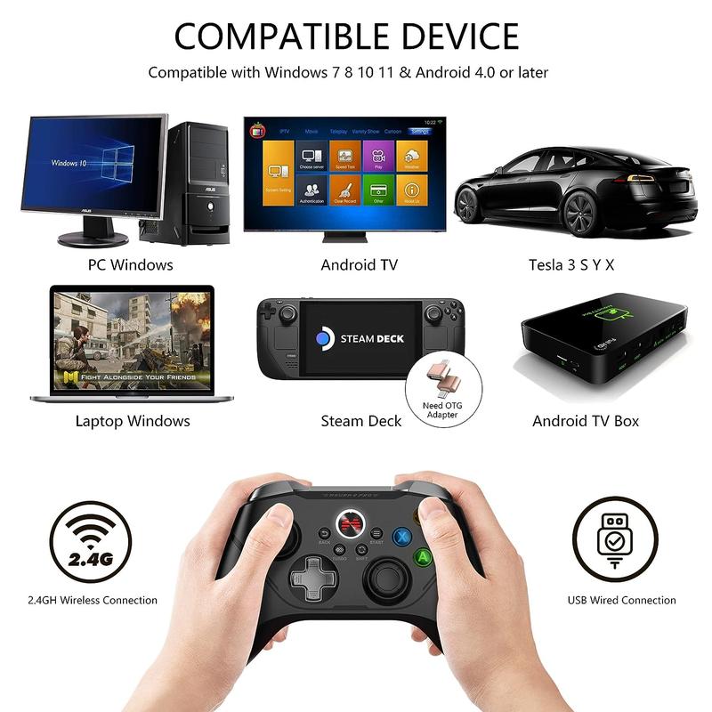 BEITONG Asura 2 Pro PC Gaming Controllers 2.4G Wireless Dual Vibrate Gamepad Joystick For Windows 7 8 10 11,Android TV,Steam,Simulater,Advanced M Buttons Hall Effect Trigger