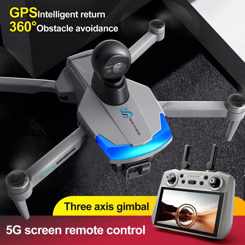 5G Three-axis gimbal aerial photography drone GPS intelligent positioning 7.2-inch touch screen remote controller obstacle avoidance folding drone  three batteries supports phone app control