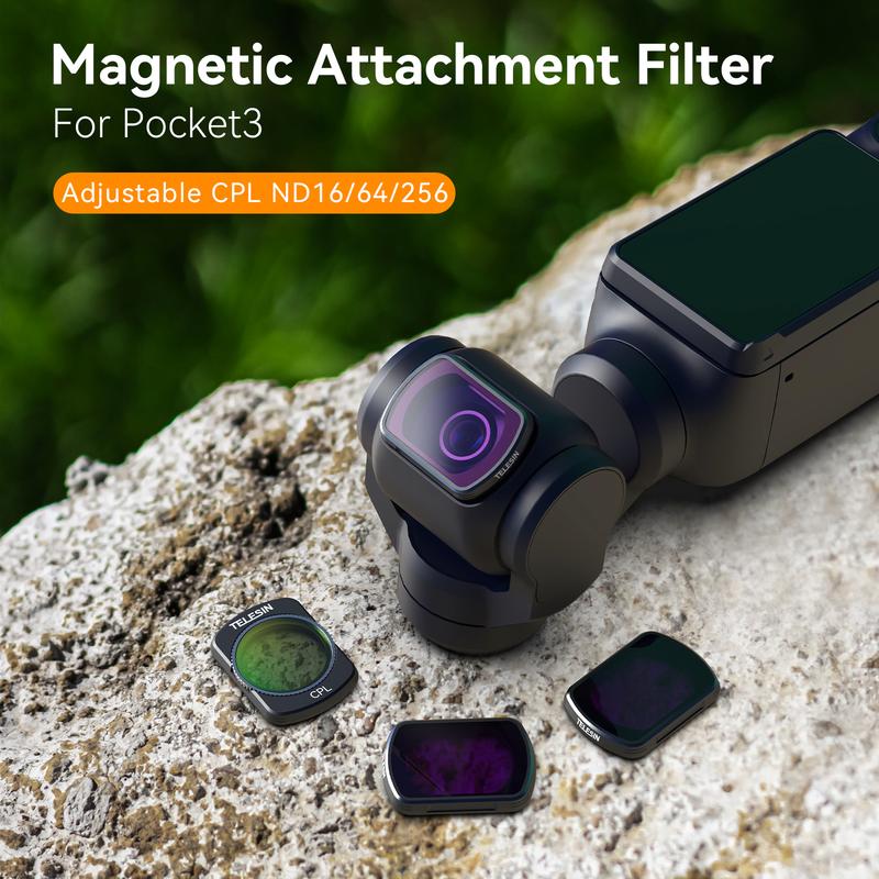 TELESIN Compatible Accessories for DJI Pocket 3: Magnetic ND Filters and CPL Filter Set