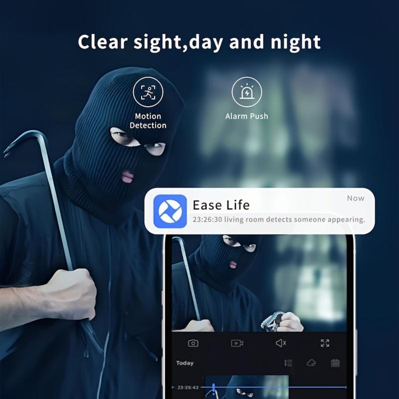 Indoor Security Camera, Ease Life APP, 1080P Foldable Camera For Home, Flexible Installation, Motion Detection, 2-Way Audio, IR Night Vision Speaker