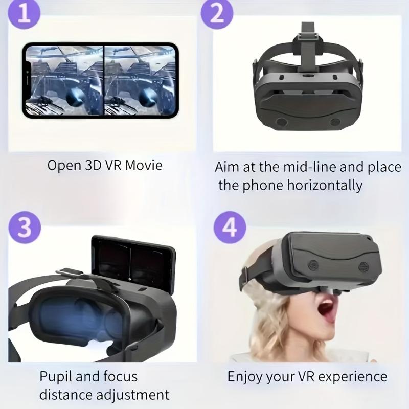 Adjustable VR Headset for Smartphones - Lightweight, Portable 3D Gaming Glasses with Compatibility Wearable Game