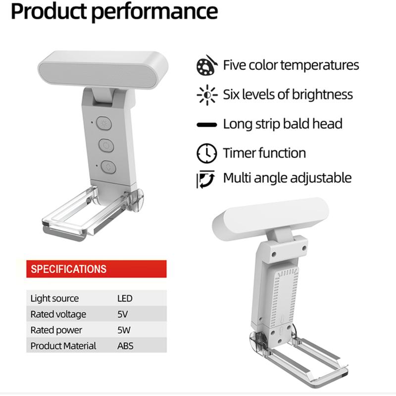 LED Reading Light,USB Rechargeable Book Light for Reading in Bed,Ultralight Clip-on Reading Light LED Book Lamp with 5 Colors & 6 Brightness Levels,for Book Lover,Students,Kid