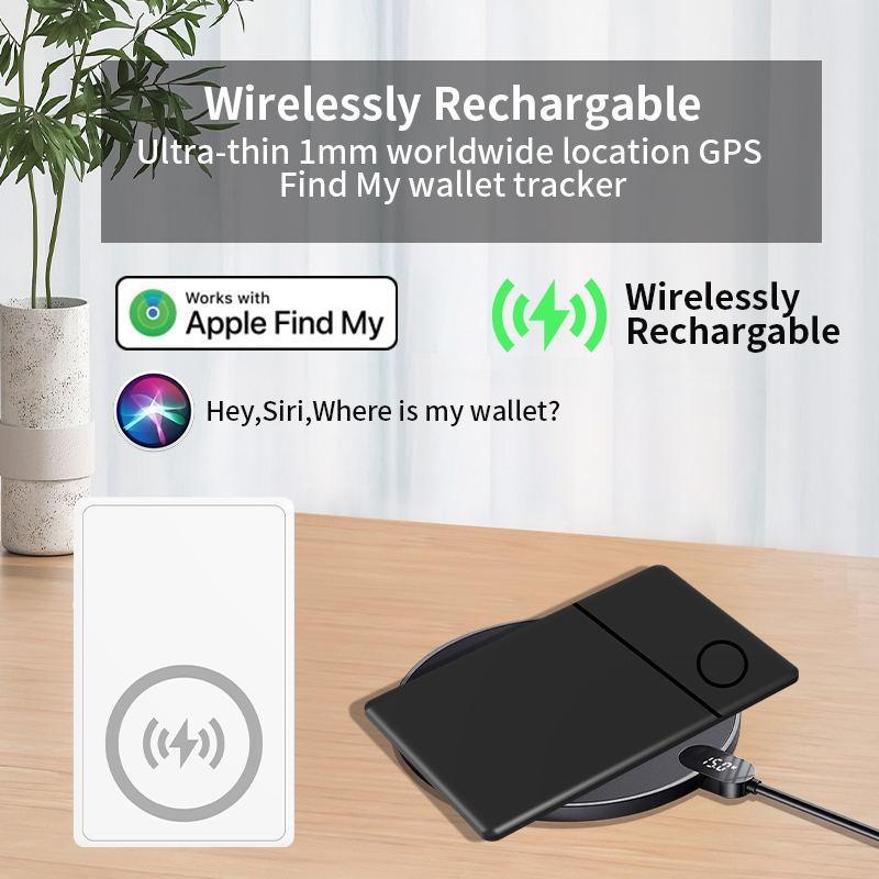 RSH wireless charging smart location card, compatible with Apple Find My (iOS only), wallet tracker, key finder, phone finder,Smart Tag，backpack, suitcase, pet, IP67 waterproof, ultra-thin 0.09in.