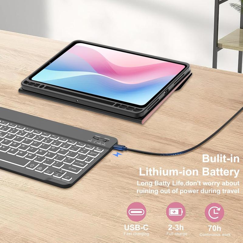 case for Galaxy Tab S9 FE 5G with Keyboard, Magnetic Detachable Bluetooth Keyboard | 7 Colors Backlit, Smart Folio with S Holder for Tab S9 FE 10.9