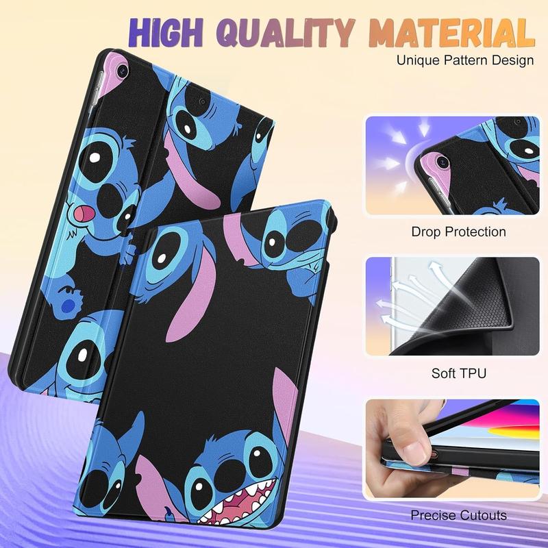 Cute Book for iPad 9th 8th 7th Generation - for Girls Women Boys Kids Cartoon Pattern Design Fashion Kickstand Funny Cover for iPad 9th 8th 7th Generation,10.2 Inch Black Shidizai