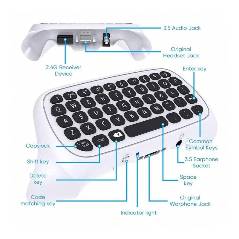 Wireless Game Controller Keyboard, 1 Count Bluetooth-compatible Gaming Keypad with USB Receiver, Gaming Accessories for Xbox X S One Series