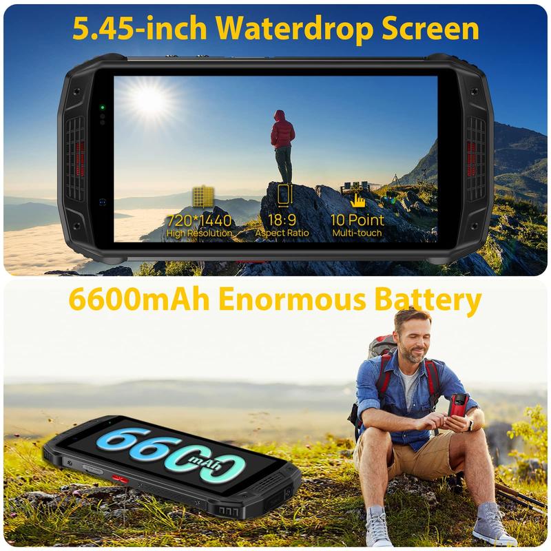 Ulefone Armor 15 4G Rugged Mobile Smartphone，Built-in TWS Earbuds , 5.45-in HD+, 11GB RAM (6GB +5GB Virtual RAM) +128GB ROM, 6600mAh Battery, 16MP+12MP+13MP Camera, Dual Loud Speakers,Android 12,IP68 IP69K Waterproof，Fingerprint ID Octa-core GPS NFC,Black