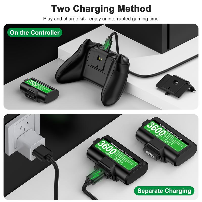 Rechargeable Xbox Controller Battery Pack,2x3600mWh Xbox One Controller Battery Play and Charger kit for Xbox Series X S Remote