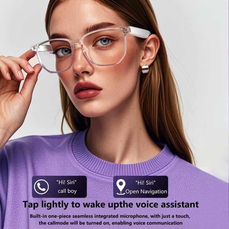 Wireless Smart Glasses, Fashionable Smart Bluetooth-compatible Glasses, Anti-blue Light IPX5 Waterproof Smart Glasses for iPhone & Android