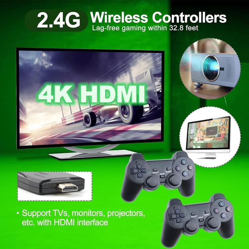 M8 Retro Stick - 9 built-in emulators, 4K output and 2.4GHz TV plug and play wireless controller, Bluetooth remote , Christmas gift Console Cable