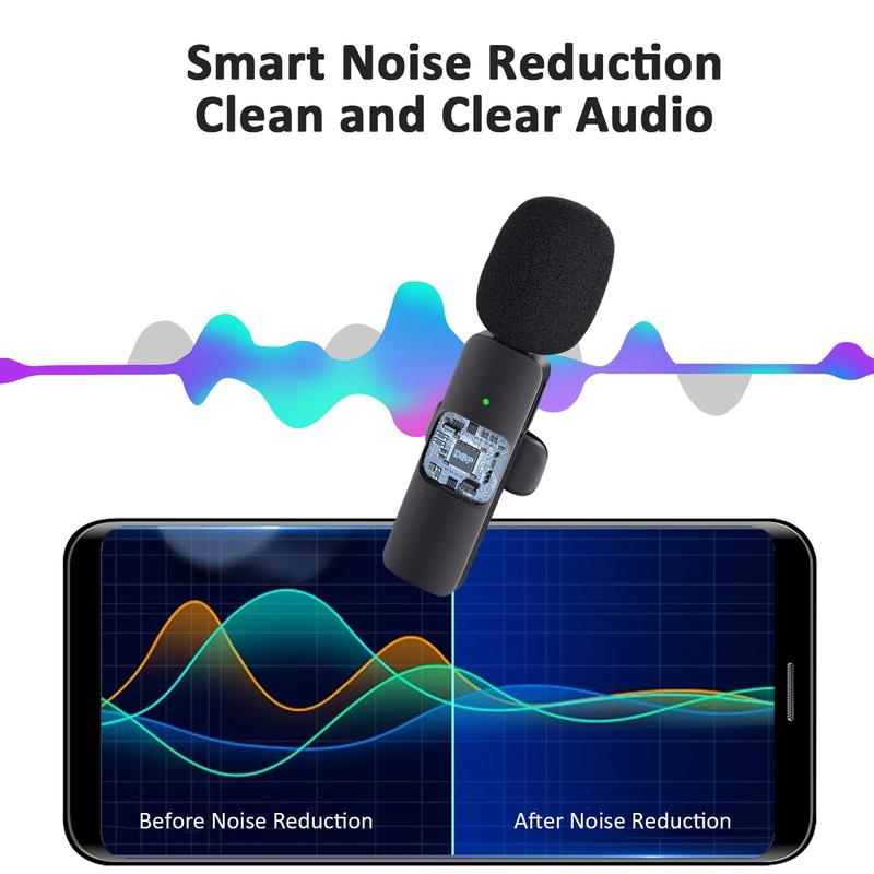 Portable Wireless Lavalier Microphone,The Ultimate Smartphone Audio Accessory: Lavalier Mic Charging Bluetooth