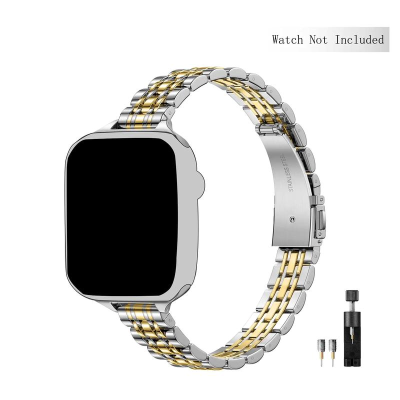 Stainless Steel Watch Band (Band Only), Fashionable Smart Watch Band with Accessories for Women, Wearable Accessories Compatible with iWatch 38mm 40mm 41mm 44mm 45mm 42mm 49mm, Wearable Accessories