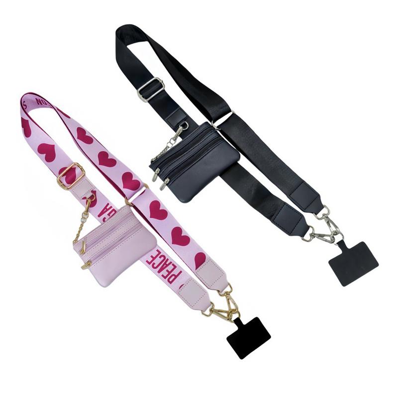 Phone Strap With Zippered Pouch, Clip And Go Strap For Phone With Wallet Crossbody, Adjustable And Detachable Cross Body Phone String With Zipper Wallet Pouch, Mobile Wristband With Pouch, Birthday Gift, Valentine's Day Gift For Boyfriend, Girlfriend