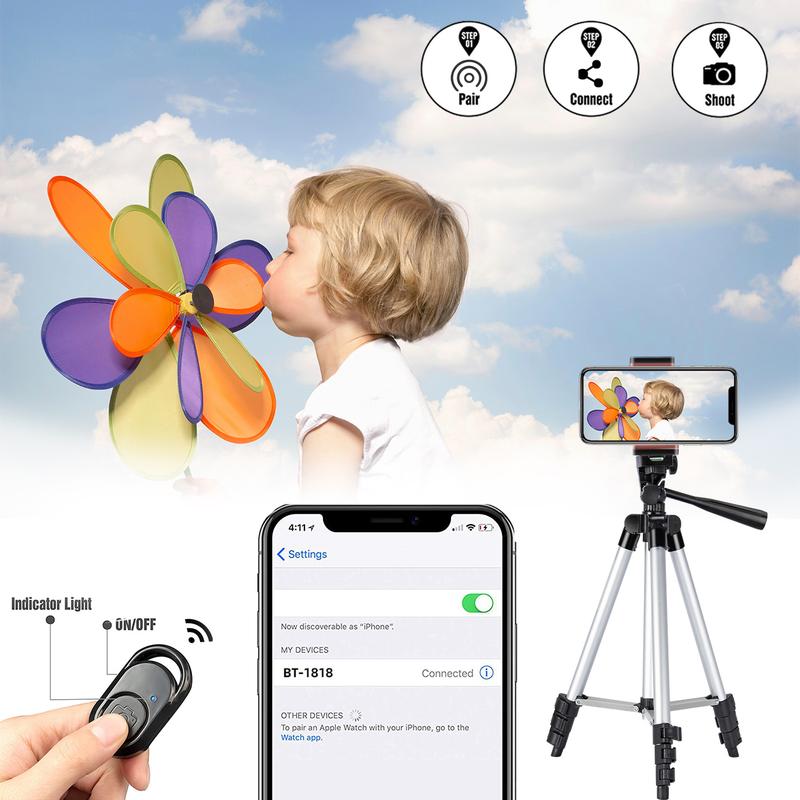 Phone Tripod,  Lightweight Tripod Stand for iPhone Camera iPad Projector, Extentable Phone and Camera Tripod with Remote and Phone Holder for Live Stream Video Travel Cell Phone Ring Light Face Tracking Tripod