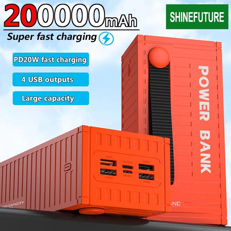 200000mAh Power Bank 66W super fast charging portable charger phone external battery for iPhone Xiaomi Samsung spare battery