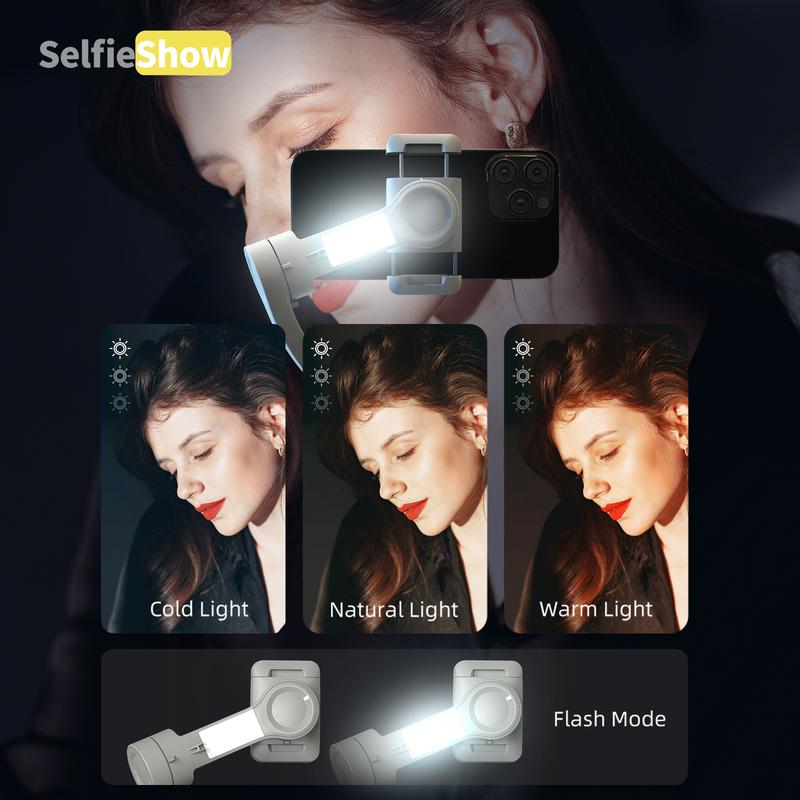 Handheld pan tilt three-axis mobile phone stabilizer with anti shake fill light intelligent facial follow-up Accessories Cellphone Smartphone