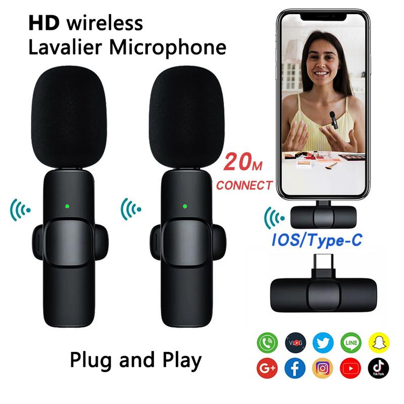 Wireless Lavalier Microphones for iPhone, Android Wireless Clip-on Microphones Professional Mic for Recording,interview,Live Streaming,Plug-Play,Vlog Audio Usb Port for Smartphone