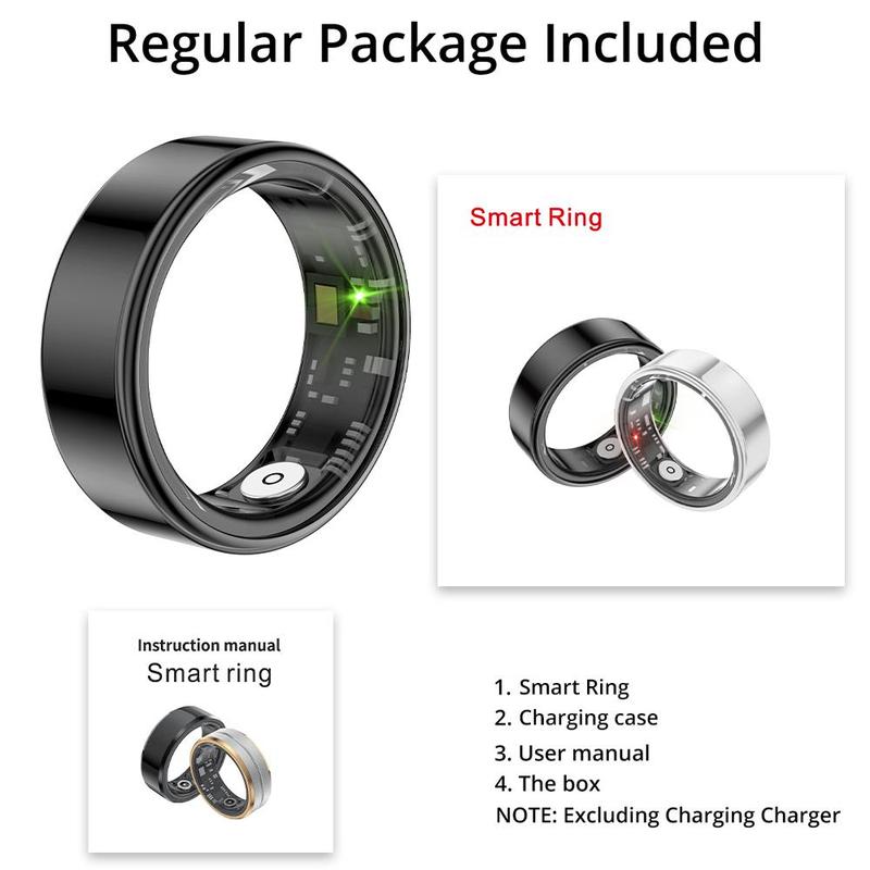 ColMi Smart Ring, Waterproof Smart Ring with Charging Compartment, Stainless Steel Ring for Couple, Fitness Tracker for Women & Men