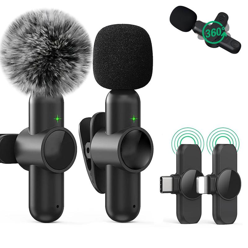 Wireless Lavalier Microphone, Professional Wireless Lavalier Microphone for iOS Devices, Recording Omnidirectional Condenser Mic for Video Interview Vlog