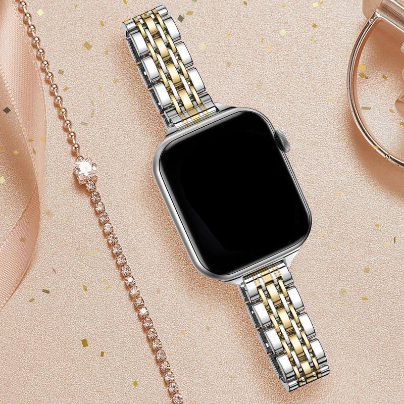 Stainless Steel Watch Band (Band Only), Fashionable Smart Watch Band with Accessories for Women, Wearable Accessories Compatible with iWatch 38mm 40mm 41mm 44mm 45mm 42mm 49mm, Wearable Accessories