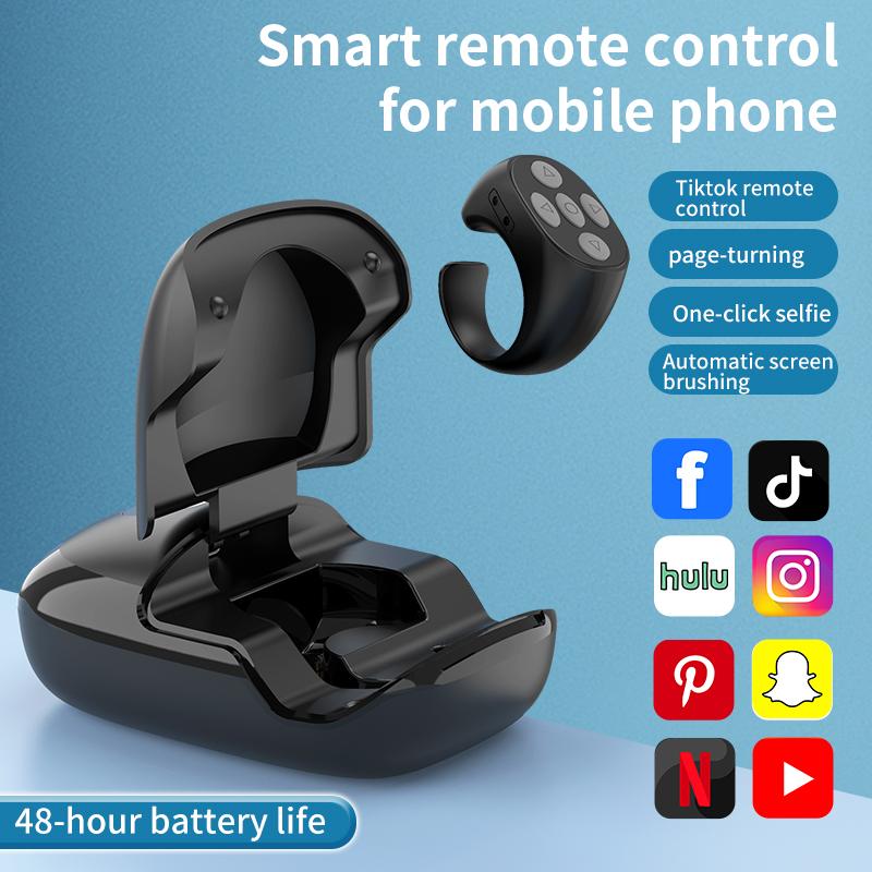 New and upgraded remote control ring, mobile phone multi-function Bluetooth remote control, Bluetooth controller, page Turner, with charging compartment, self-timer