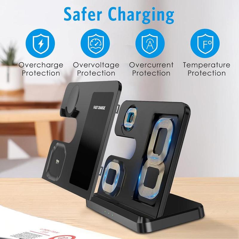 3 in 1 Wireless Charging Station, 1 Count 15W Fast Charging Stand for iPhone 16 15 14 Pro Max 13 12 11 XS XR 8 Plus, Watch & Headphones Charging Station