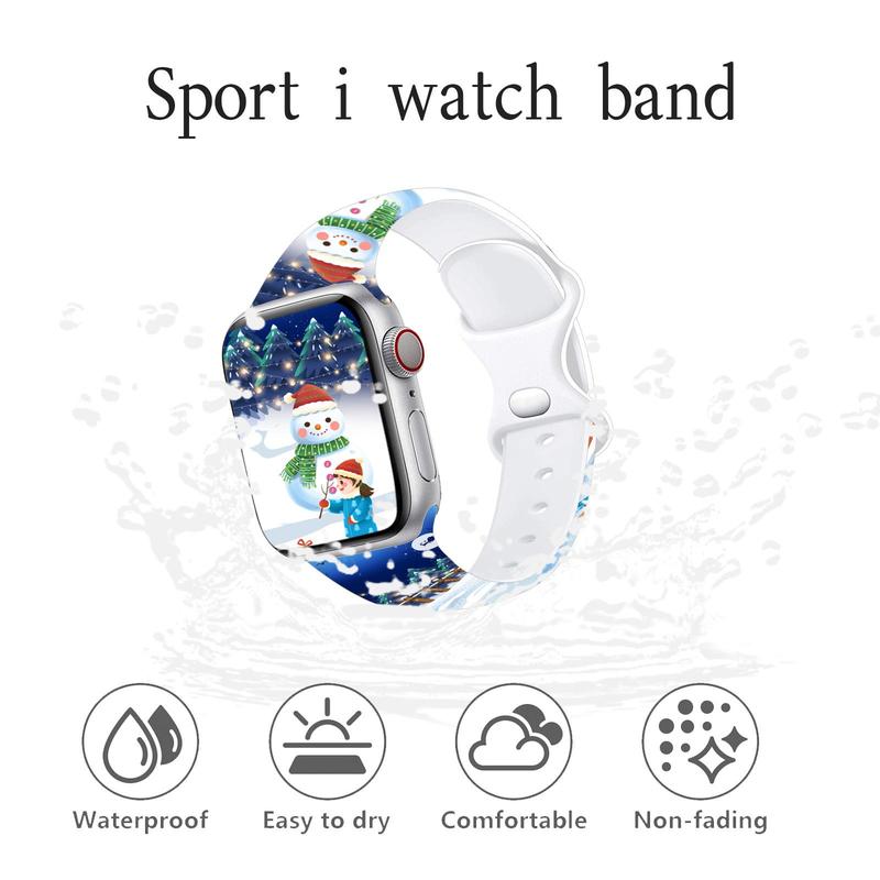 Christmas Themed Watch Band (Band Only), 1 Count Fashionable Watch Band for Men & Women, Cute Snowflake Pattern Watch Band for Apple Watch SE Series 9 8 7 6 5 4 3 2 1