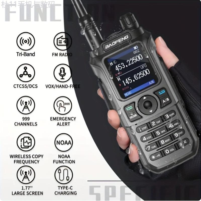 BAOFENG 999 Channel Handheld CB Radio, UHF Tuner, Dual-Band 136-174MHz & 400-520MHz, with USB Charging, Rechargeable Lithium Polymer Battery, Flashlight, NOAA Weather Band, for Multi-Band Communication