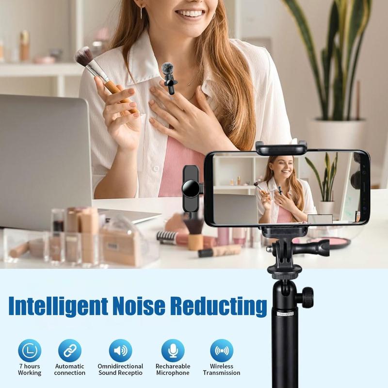 Wireless Lavalier Microphone, Professional Wireless Lavalier Microphone for iOS Devices, Recording Omnidirectional Condenser Mic for Video Interview Vlog