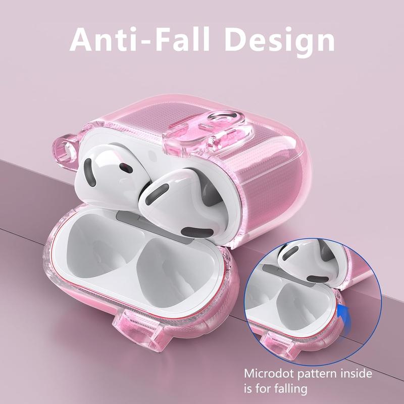 (with Safety Lock) Clear Case Compatible with Cute  Airpods 4 Cases 2024 Women,  Soft TPU Transparency Air pods 4 Gen Case iPods 4 Earbuds Case Girl Bling Keychain for Airpod iPod 4th Gen