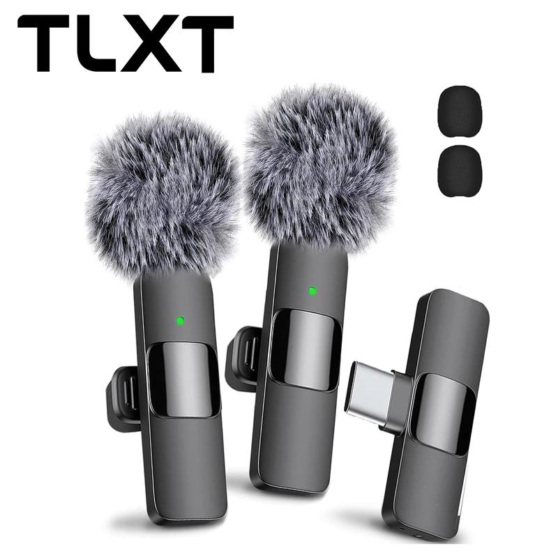 Wireless Microphone for iPhone, iPad, Android, Lavalier Microphone for Video Recording - 2 Pack iPhone Mic Crystal Clear Recording with USB-C for Podcast Microphone, ASMR, TikTok Audio Smartphone professional lapel