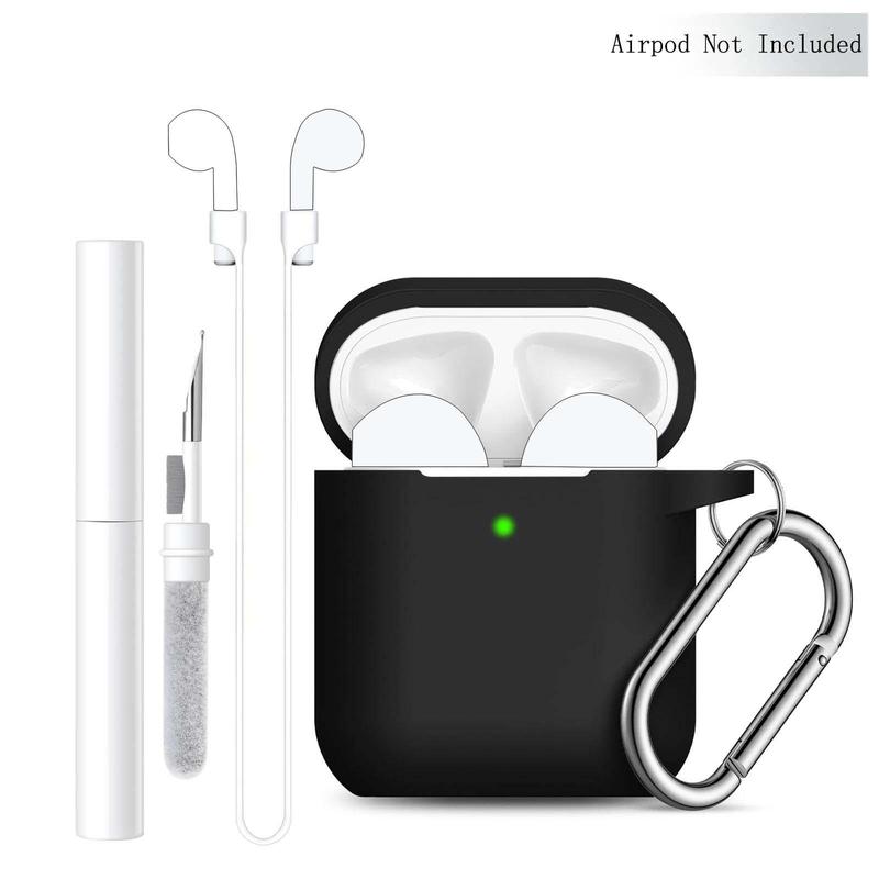 AirPods Case & Cleaner Kit & Magnetic AirPods Strap, Anti-lost Cord Sports Lanyard, Silicone Cover Compatible with AirPod 2 & 1 Generation