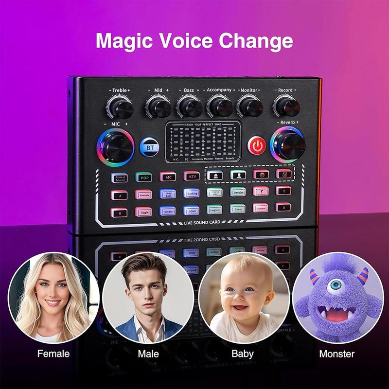 Wireless BT Live Audio Device, Audio Mixer for Music Singing, Microphone Music Control Equipment, Live Machine for APP Live Streaming on Computers, Phones, PC