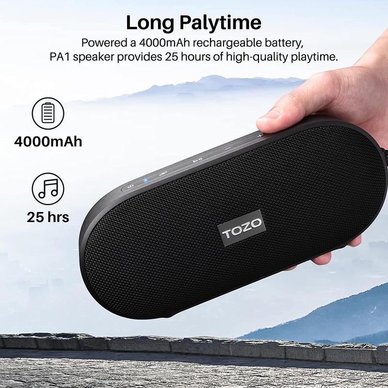 TOZO PA1 Bluetooth Speakers with 20W Stereo Sound, 25H Playtime, IPX7 Waterproof Portable Wireless Speakers Audio Protection Smartphone