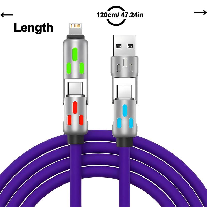 4 in 1 Phone Charging Cable, 240W PD Fast Charging Data Cable, Charging Cable Compatible with Smart Devices, Universal Charging Cable