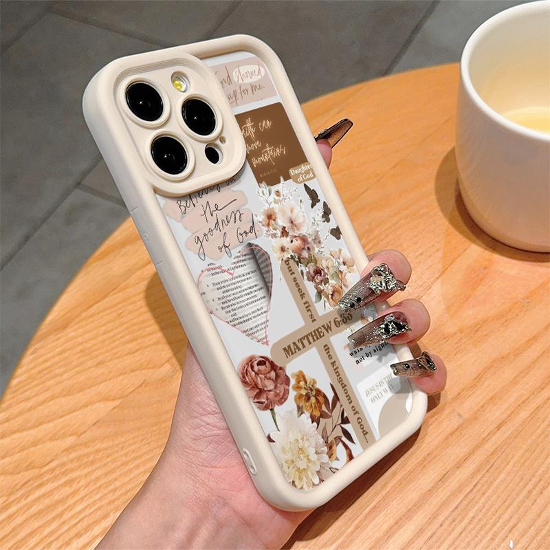 Floral Pattern Phone Case, Anti-drop Phone Protective Cover, Phone Accessory Compatible with iPhone 11 12 13 14 15 Pro Max