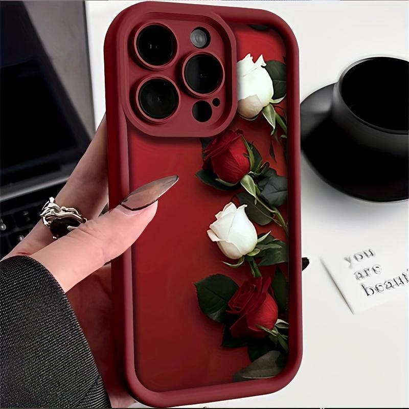 Rose Pattern Soft TPU Phone Case, Shockproof Phone Protective Cover, Phone Accessory Compatible with iPhone 11 12 13 14 15 16 Pro Max 14 15 16 Plus