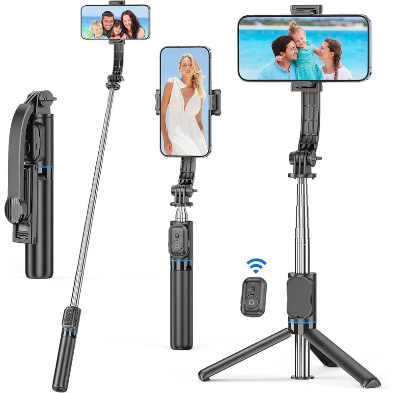 Selfie Stick, 41'' Extendable Phone Tripod Stand with Phone Holder & Detachable Remote, 360° Rotation Selfie Stick Tripod for Cell Phone Compatible with iPhone, Android, Samsung