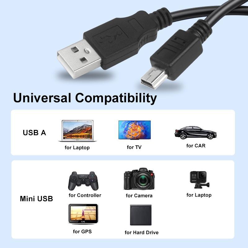 USB-A to Mini USB Cable, 1 Count High Speed Data Transmission Cable, Portable Charging Data Cable for Home Office Outdoor