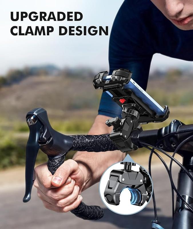 Zewdov Motorcycle Phone Mount, Upgrade Bike Phone Mount [Secure Protection], 360° Rotatable Phone Holder, Compatible with iPhone Samsung 4.7-6.7