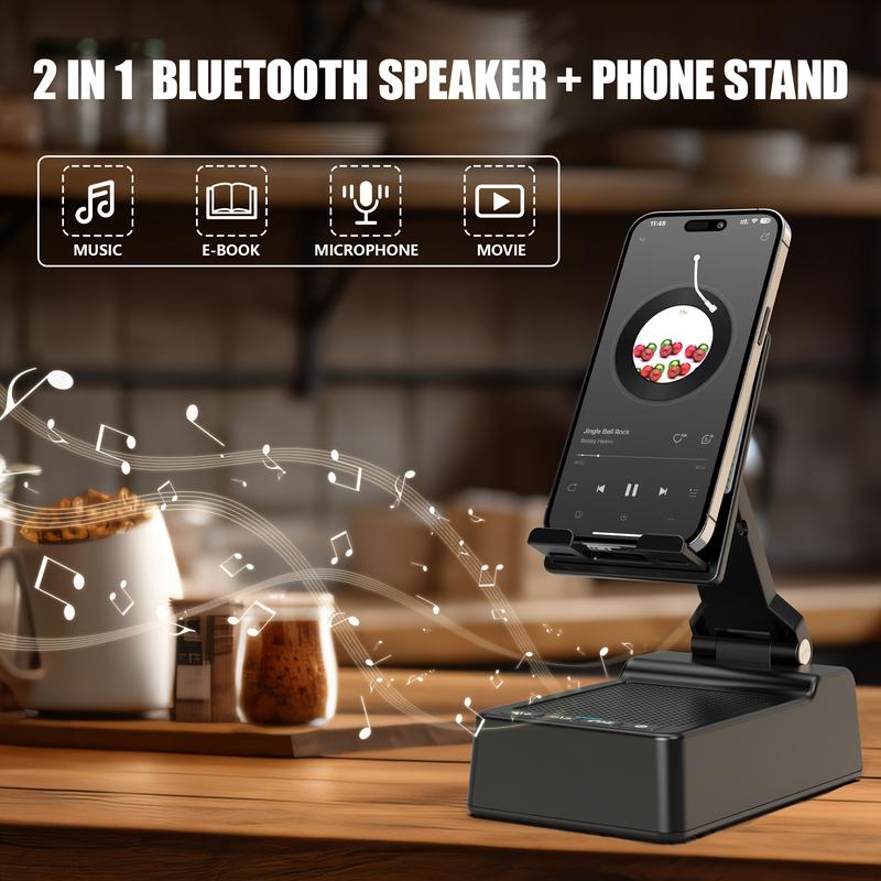 Phone holder with anti slip base Bluetooth speaker, high-definition surround sound, unique gift for family and friends, universal foldable Cellphone