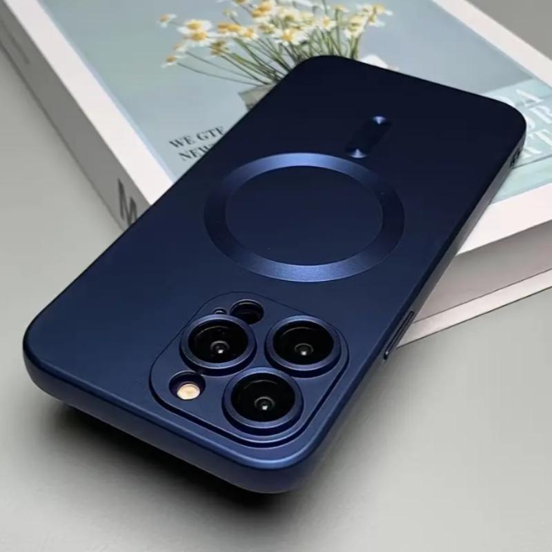 Magnetic Phone Case with 4 Lens Protector, 1 Count Solid Color Phone Protective Cover, Phone Accessories for iPhone 11 12 13 14 15 16 Series