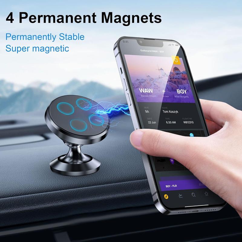 Magnetic Phone Holder for car, [Strong Magnet] Magnetic Phone Mount for Car [4 Plate] Magnetic car Phone Holder Mount for Cell Phone [360° Rotation] Phone Holders for Your Car Magnetic Accessories Smartphone