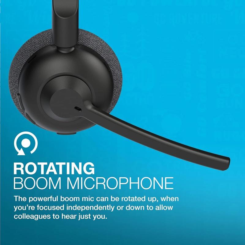 JLab Go Work Pop On-Ear Wireless Headset, Lilac, 50+ Hours Playtime, Bluetooth, Rotating Boom Mic, Noise Canceling Mic, for PC Mac or Mobile Audio Headphone