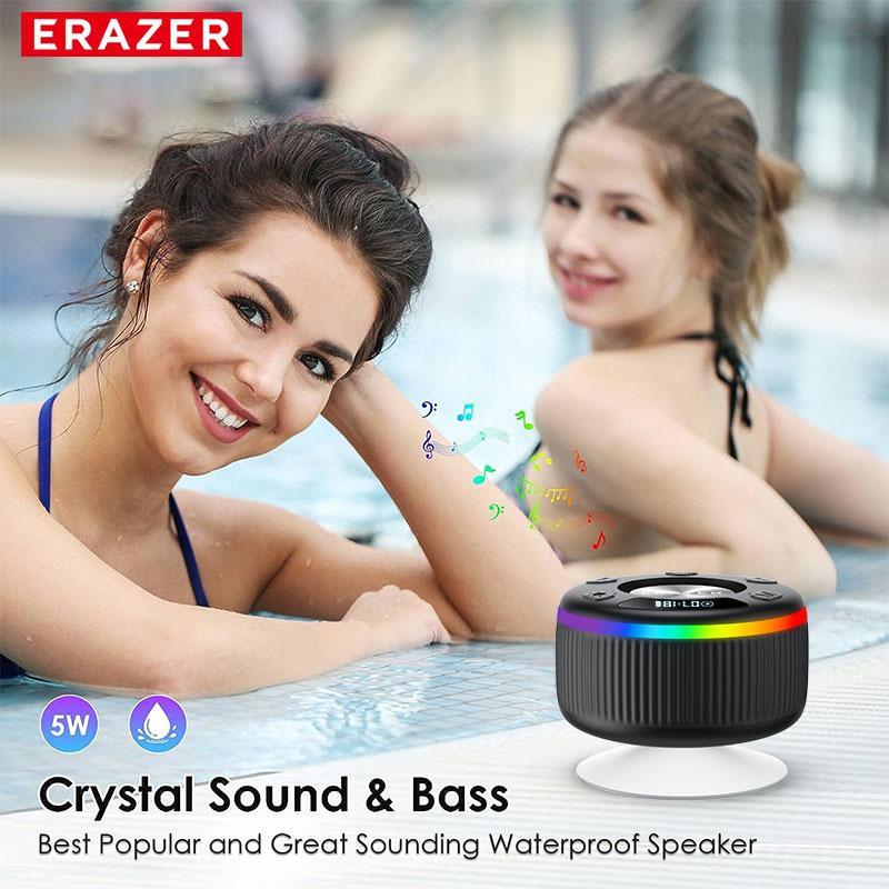 ERAZER XM102 Wireless Speaker, Portable Waterproof Speaker with Suction Cup, Rechargeable Speaker for Home, Party, Outdoor, Beach