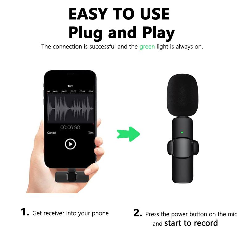 Wireless Lavalier Microphones for iPhone, Android Wireless Clip-on Microphones Professional Mic for Recording,interview,Live Streaming,Plug-Play,Vlog Audio Usb Port for Smartphone