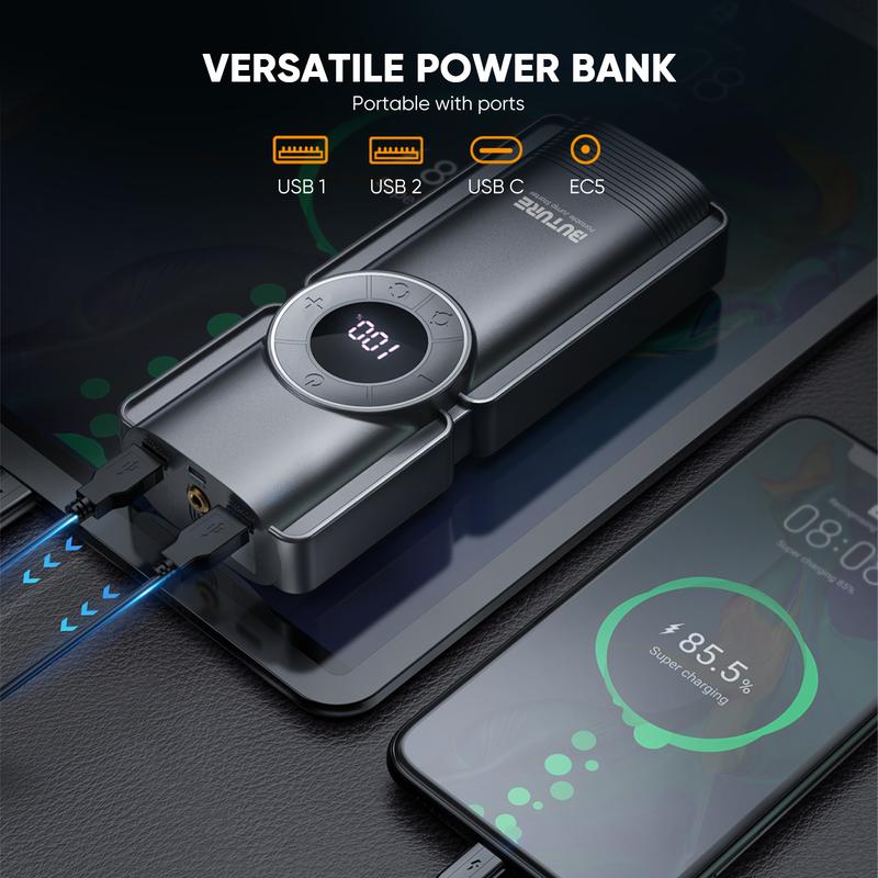 3000A Car Jump Starter with 150PSI Air Compressor, Fast Charge Power Bank, Safe Car Jumper Box with Display, 3 Modes Emergency Light