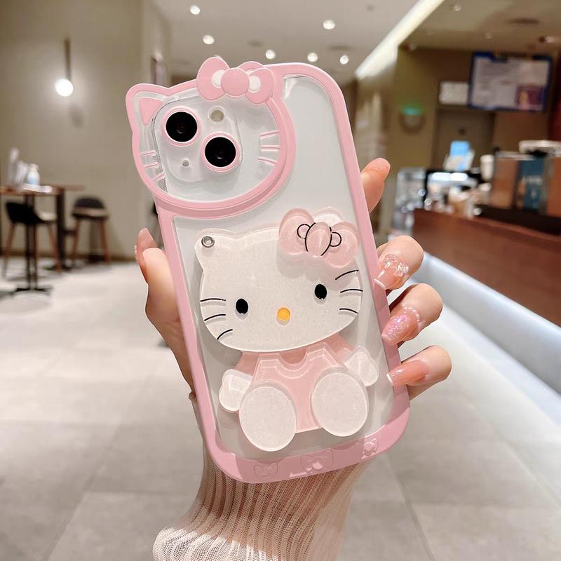 Cute Cat iPhone 15 with Makeup Mirror 11 12 13 14 15plus Fashion Women 14 15por Personalized Creative Case